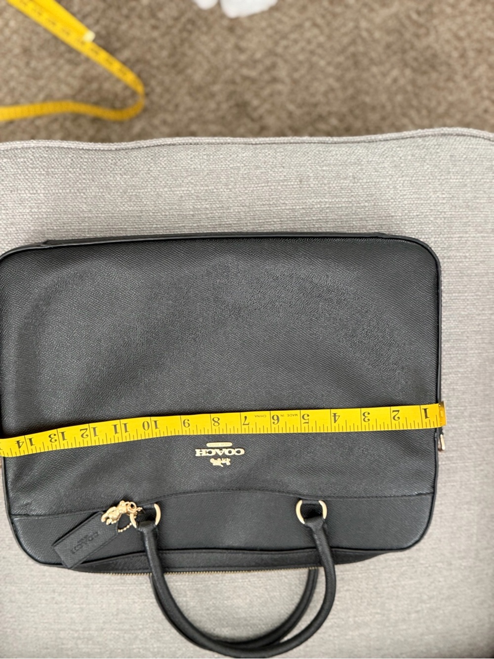 Coach laptop case Black Leather Brief Tote with Gold Hardware no strap - Picture 6 of 7